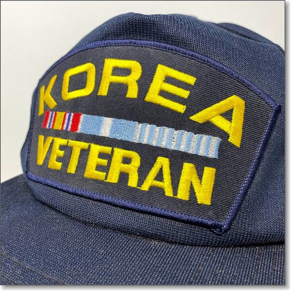 VTG WWII Korea Veteran USA Military Snapback Hat Navy Blue Patch - Picture 6 of 6